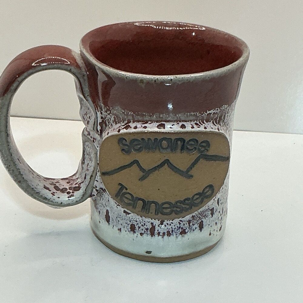 Sevierville Pottery Tennessee Handmade Studio Art Pottery Mug Brown White Rustic